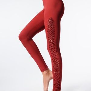 Carbon 38 red crochet macrame  leggings size large sayhang macrame